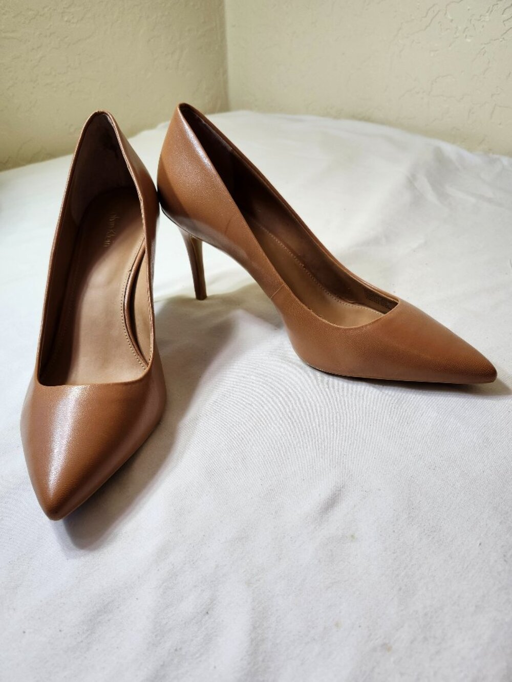 Calvin Klein Gayle Women Pointed Toe Leather Tan 3" Heels